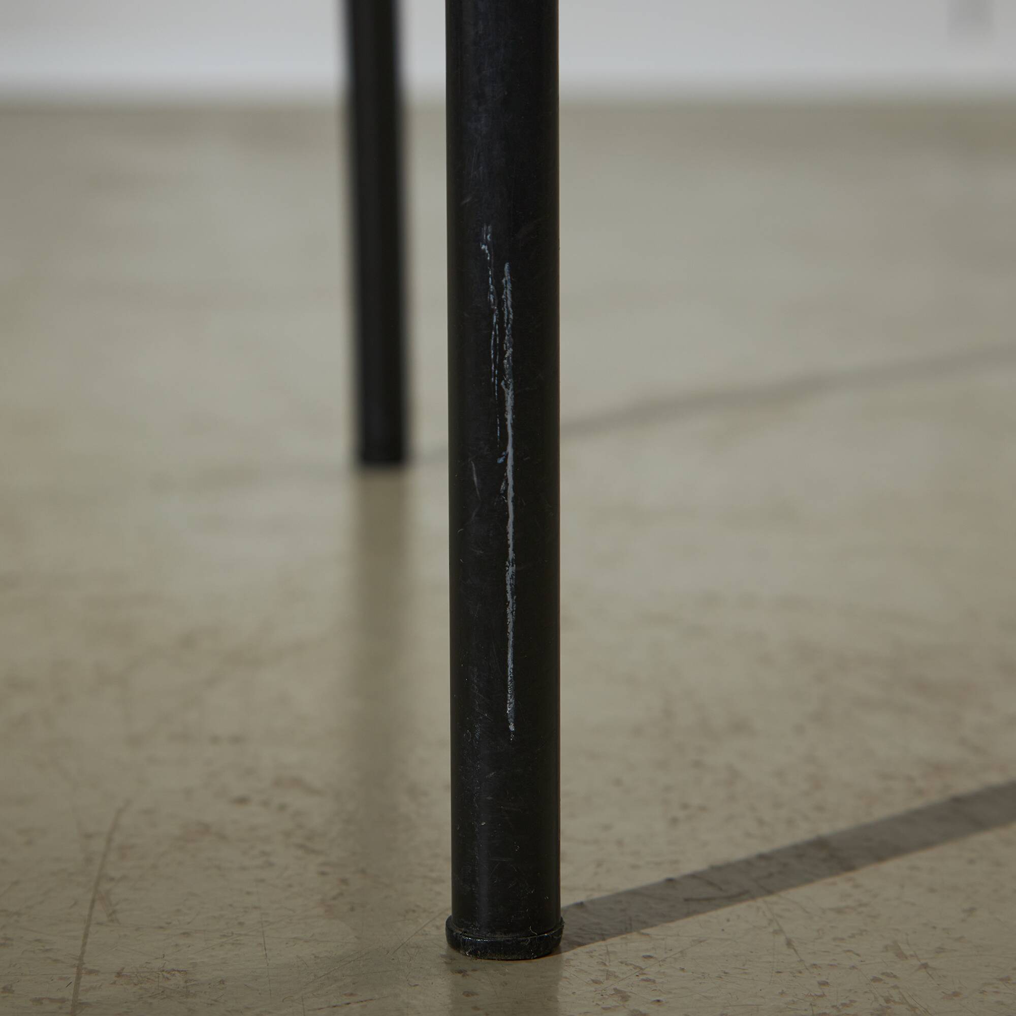 Red Plywood and Curved Metal Frame Chair