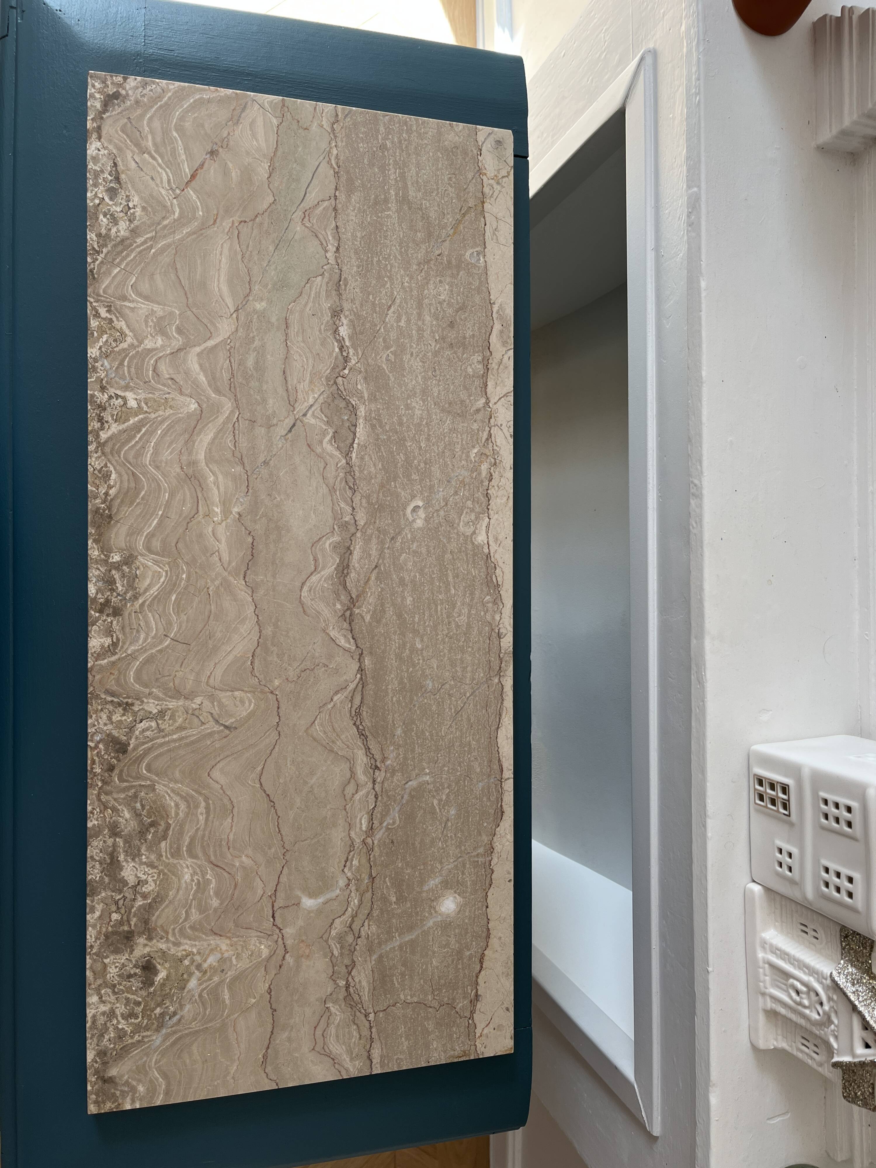 Vintage chest of drawers - 1950s - marble - midnight blue