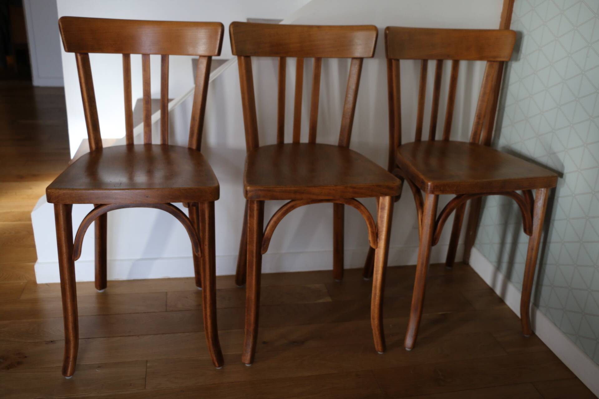 Set of 3 Baumann chairs No. 27 dark beech