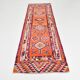 Burgundy & Orange Vintage Kilim Runner Rug, 92x292Cm