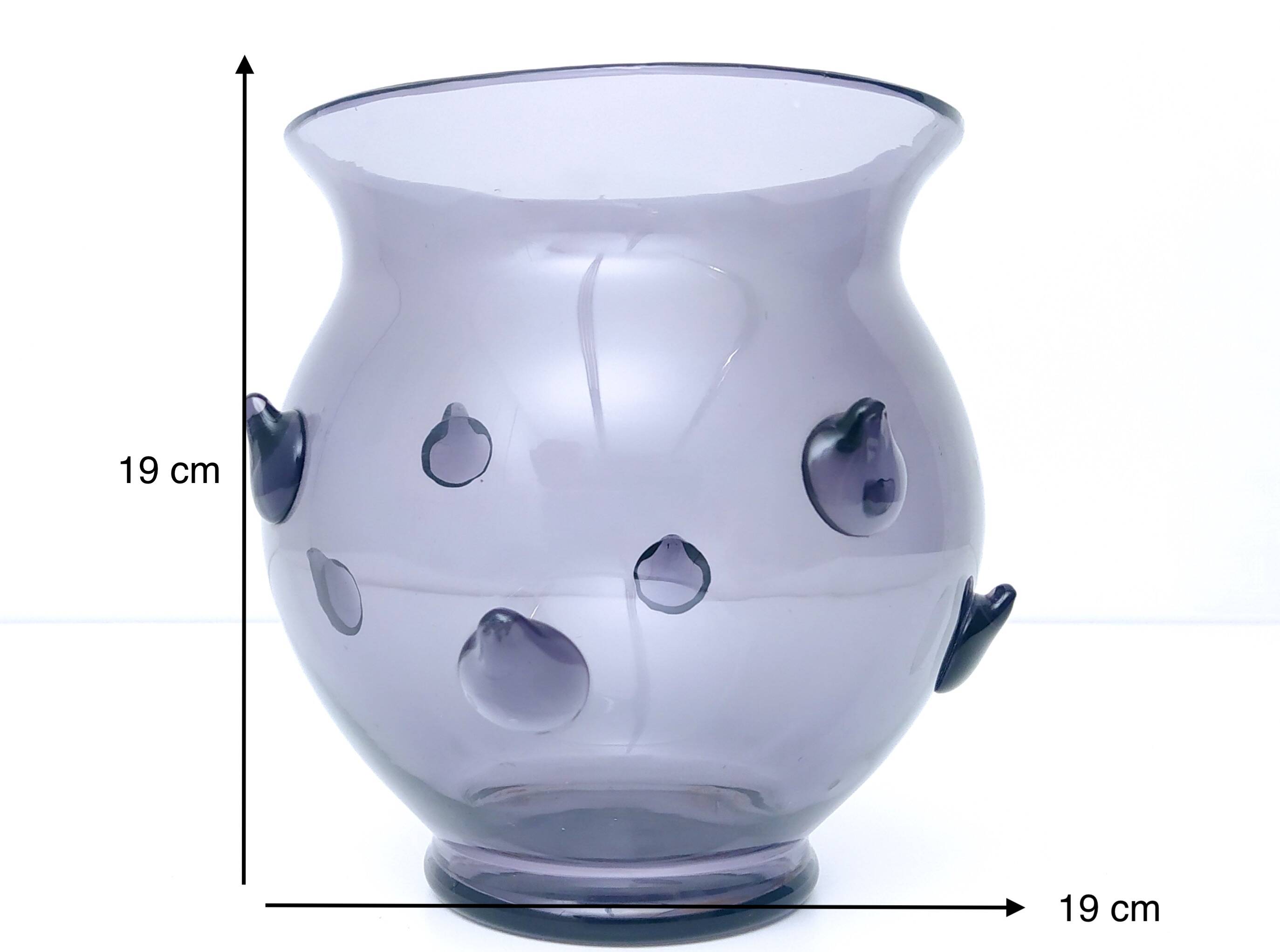 Amethyst Blown Murano Glass Vase with Bugne in the Style of Zecchin
