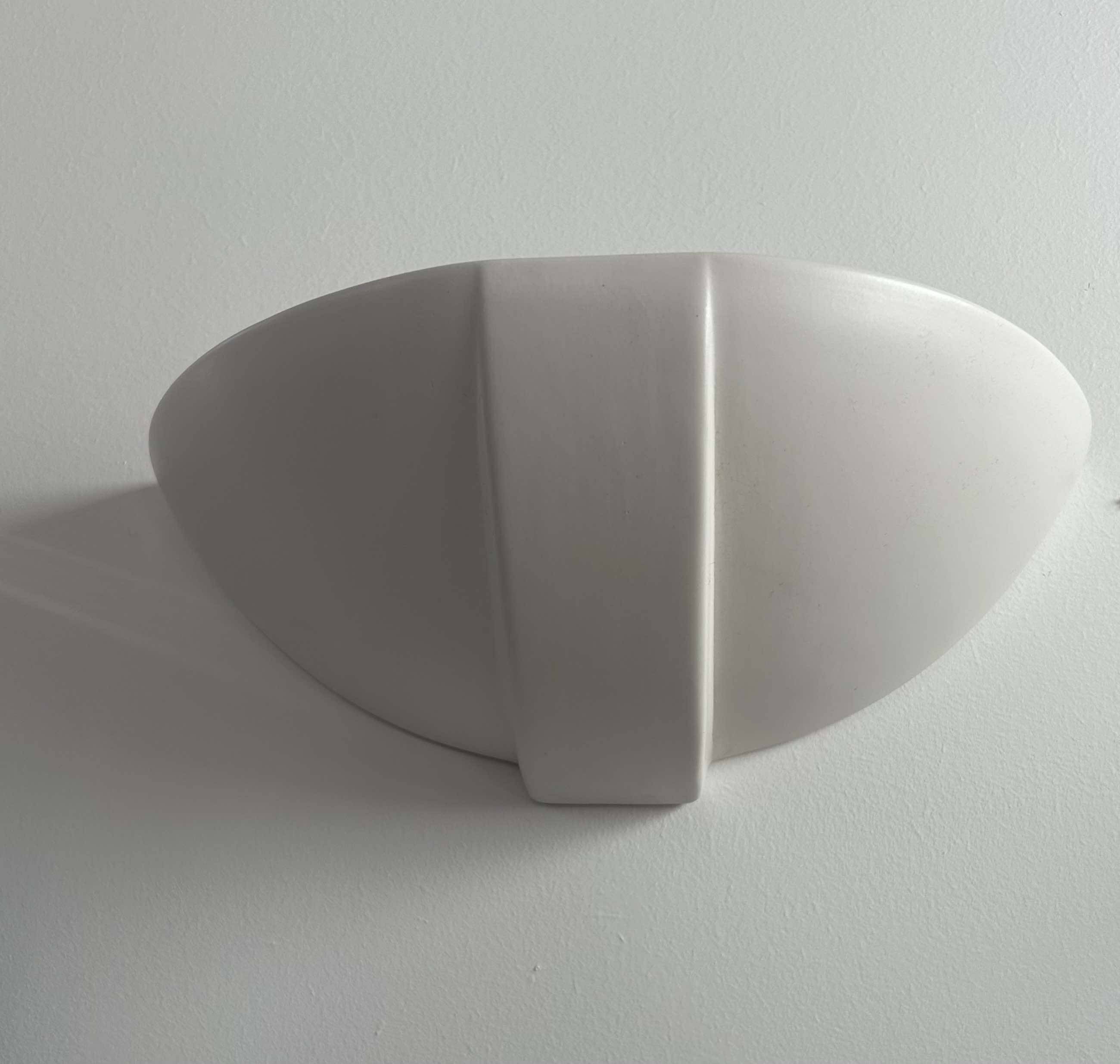 Pair of vintage matte white porcelain wall lights, France 1970.