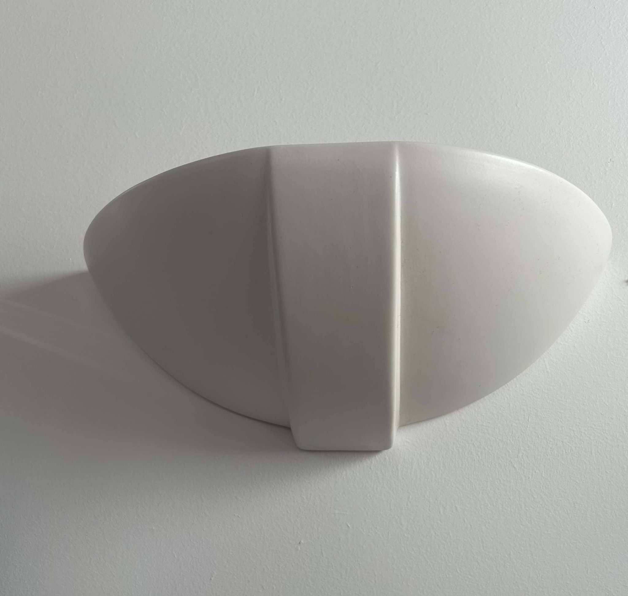 Pair of vintage matte white porcelain wall lights, France 1970.