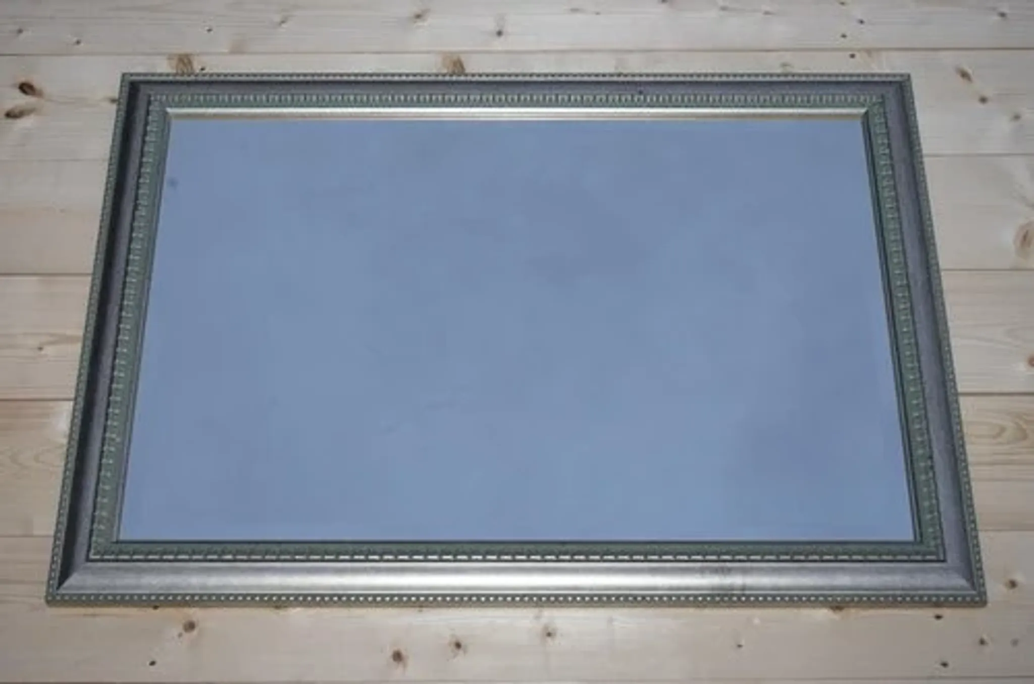 Vintage Bevelled Wall Mirror with Silver Grey Frame