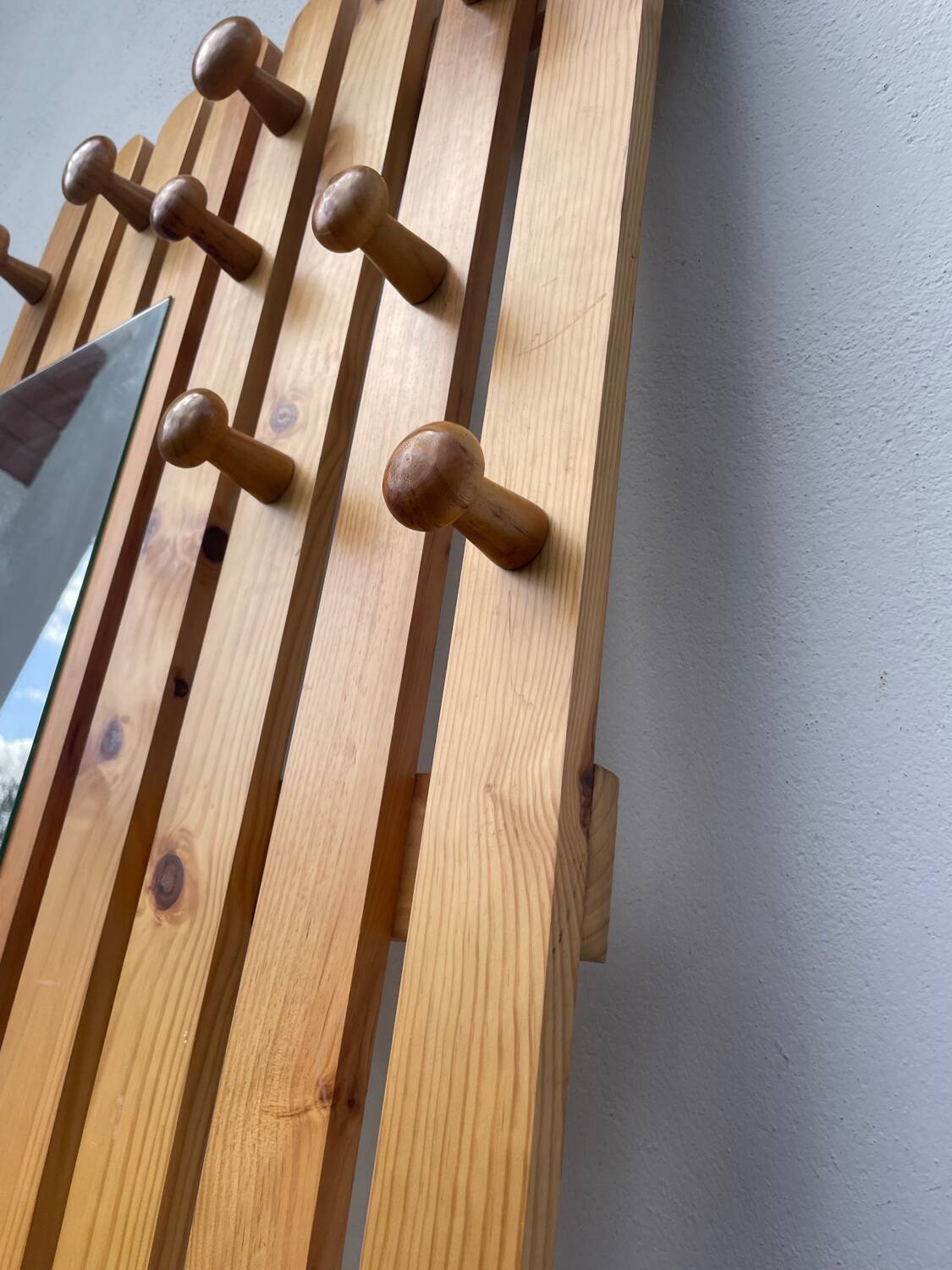 Pine mirror coat rack 1980