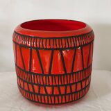 Red pot-pot vase by Roger Capron circa 1960