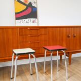Pair of green and red Formica stools, 1970