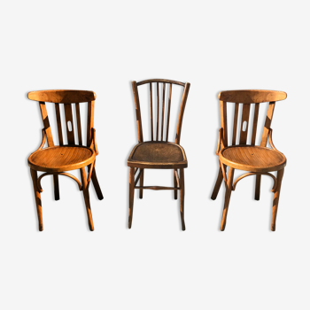 Set de 3 chaises bistrot dépareillées