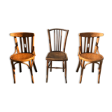 Set de 3 chaises bistrot dépareillées