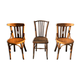 Set de 3 chaises bistrot dépareillées