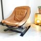 Chair Scandinavian tawny leather and curved wood