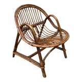 Vintage rattan children's armchair
