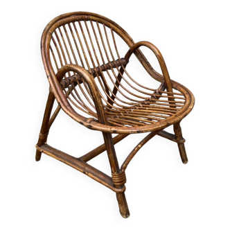 Vintage rattan children's armchair