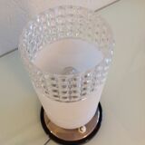 Tube bedside lamp with bi-material/vintage glass lampshade, 60/70s