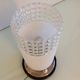 Tube bedside lamp with bi-material/vintage glass lampshade, 60/70s