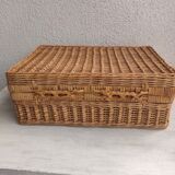 Wicker and vintage rattan suitcase