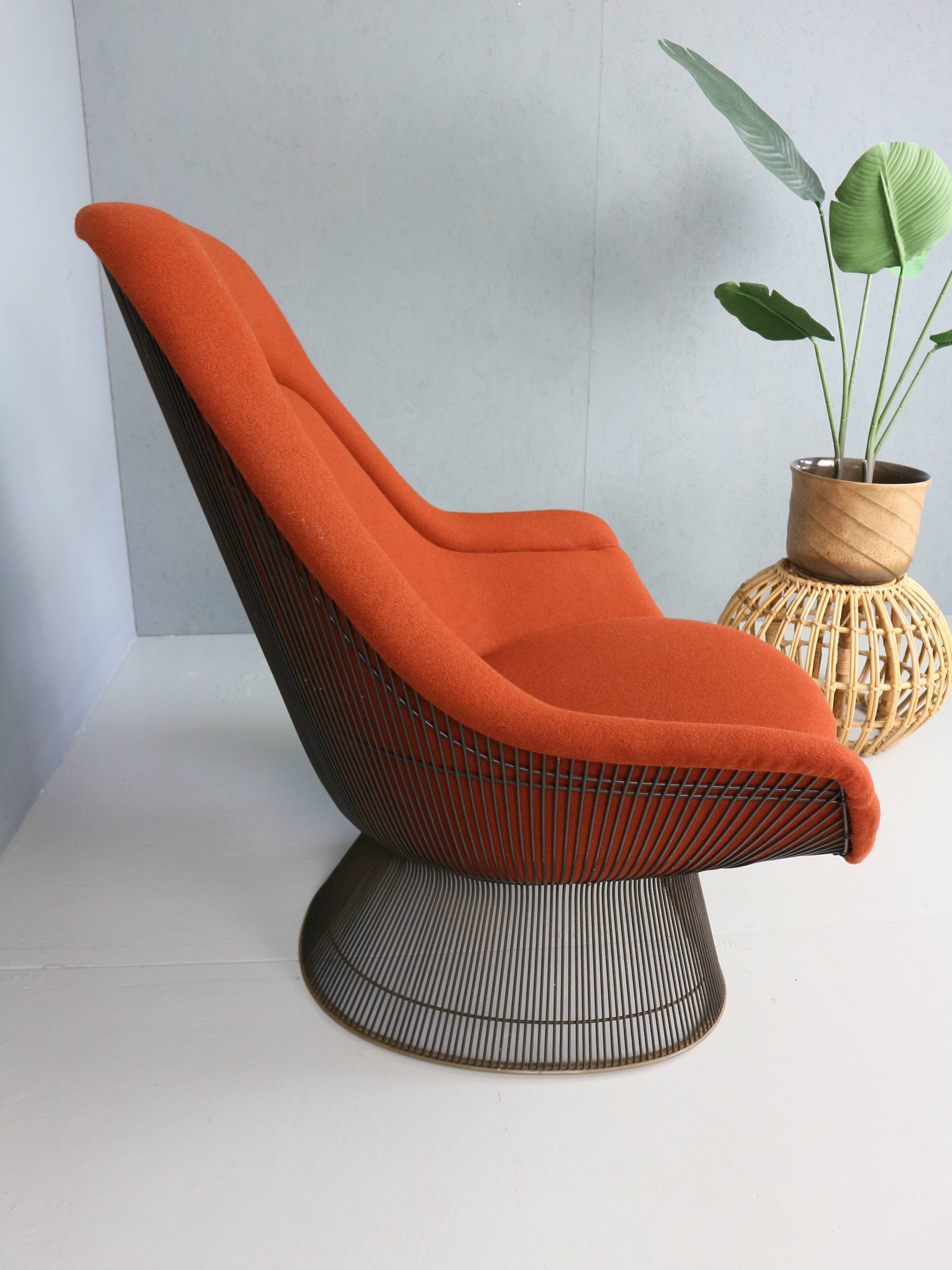 Early bronze lounge chair by Warren Platner for Knoll 1960s in rust red