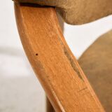 Fauteuil en hêtre et cuir, 1970