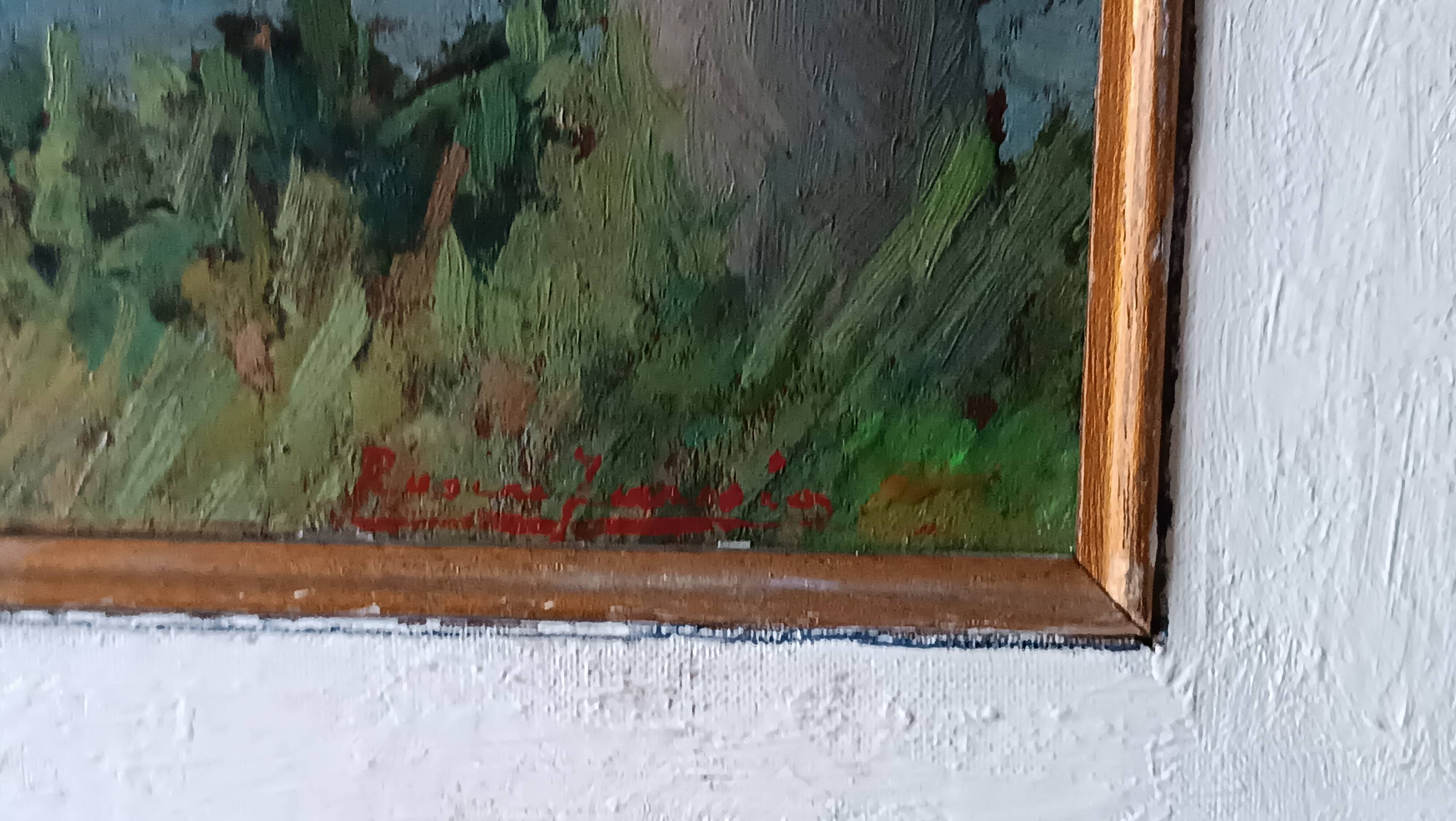 Peinture de paysage Arnaccio Pise années 1950 Ferruccio Rosini (Livourne 1932-2021)