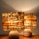 Vintage table lamps wood and wool, France 60s