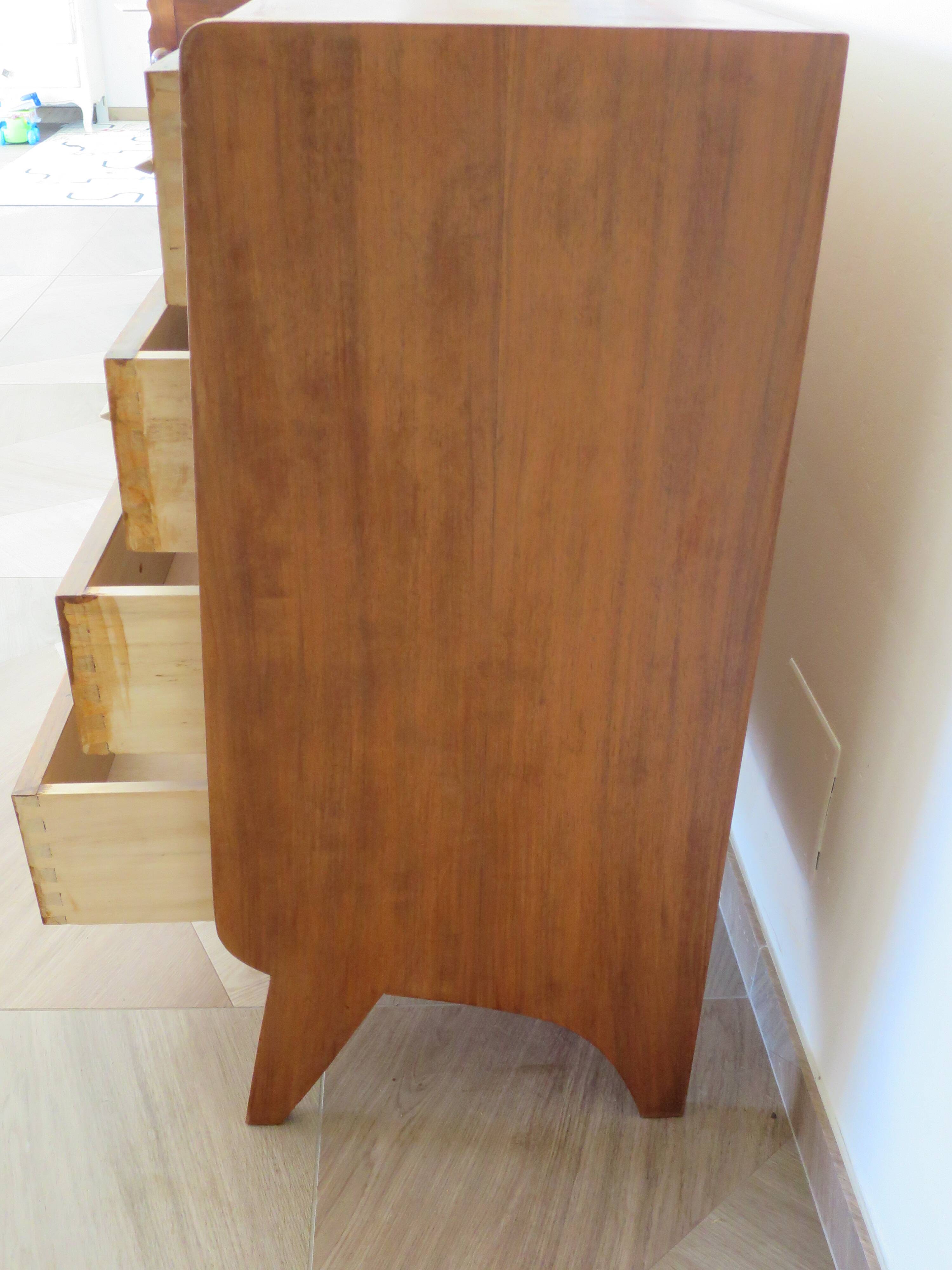 Cabinetmaker's chest of drawers - 4 drawers - golden oak - with oblique profile - compass feet - 1950