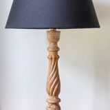 Carved wood lamp