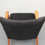 1950s armchair in anthracite velour, completly restored