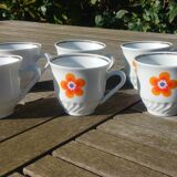 Set of six porcelain coffee cups F.D Chauvigny Vintage 70s