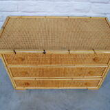 Chest of drawers bamboo and cannage, 1970s