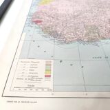 Carte ancienne Afrique occidentale et équatoriale Française en 1950 43x43cm