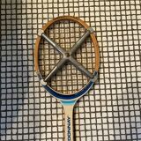 Vintage Zephir wooden tennis racket with metal protection
