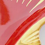 Proceram Aubagne service in red and gilded ceramic shell St Jacques 1950