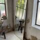 Italian engraved bistro mirror 60s XL