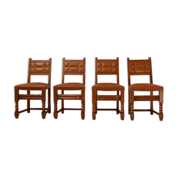 Set of four french deco dining chairs