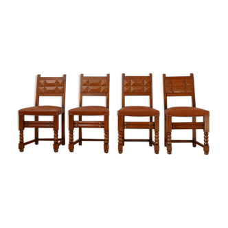 Set of four french deco dining chairs