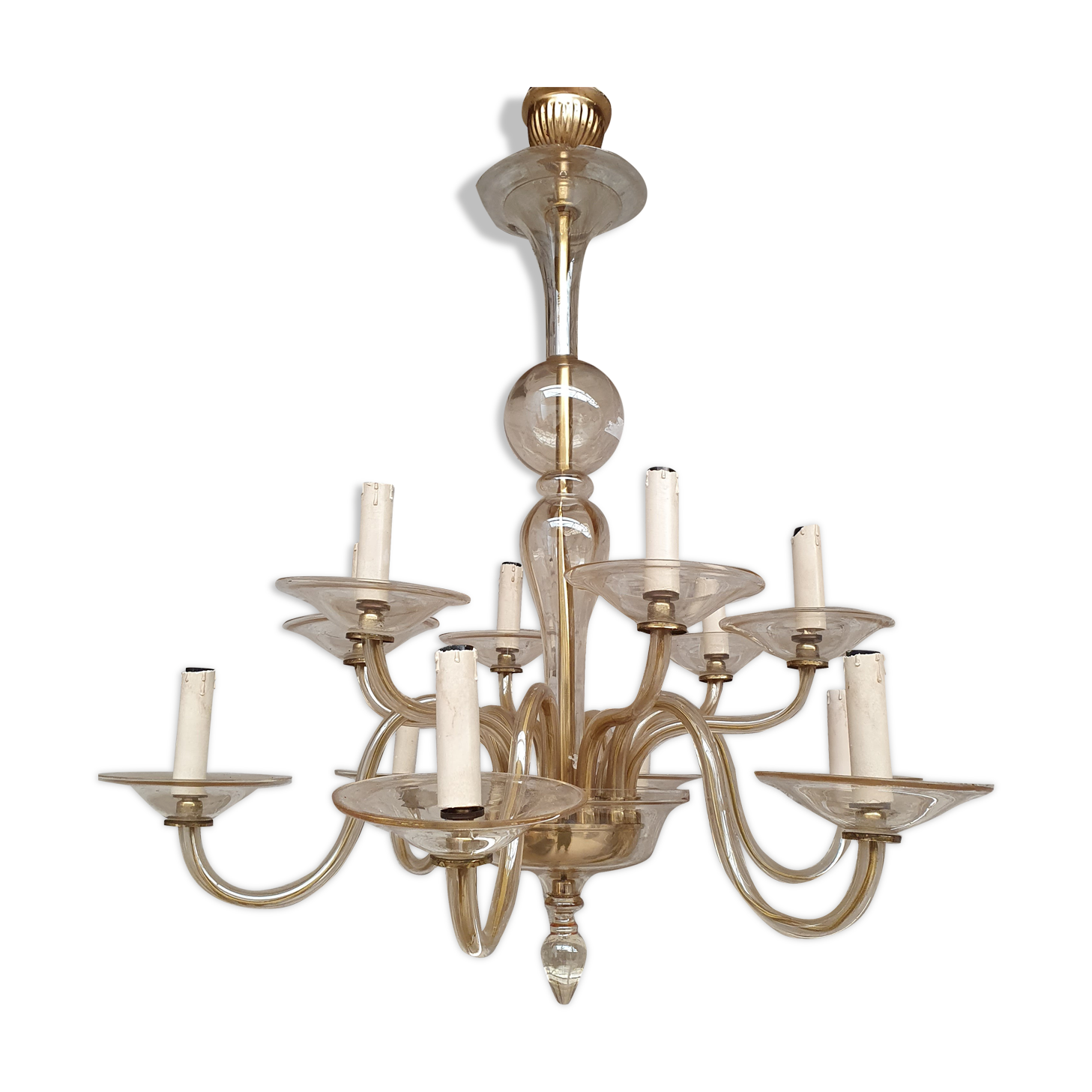 Italian glass chandelier with 10 lights