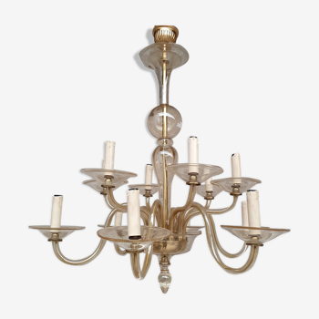 Italian glass chandelier with 10 lights