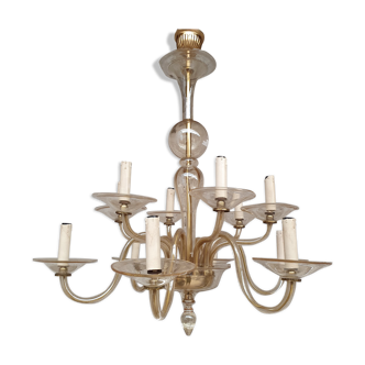 Italian glass chandelier with 10 lights