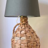 Vintage rattan demijohn lamp