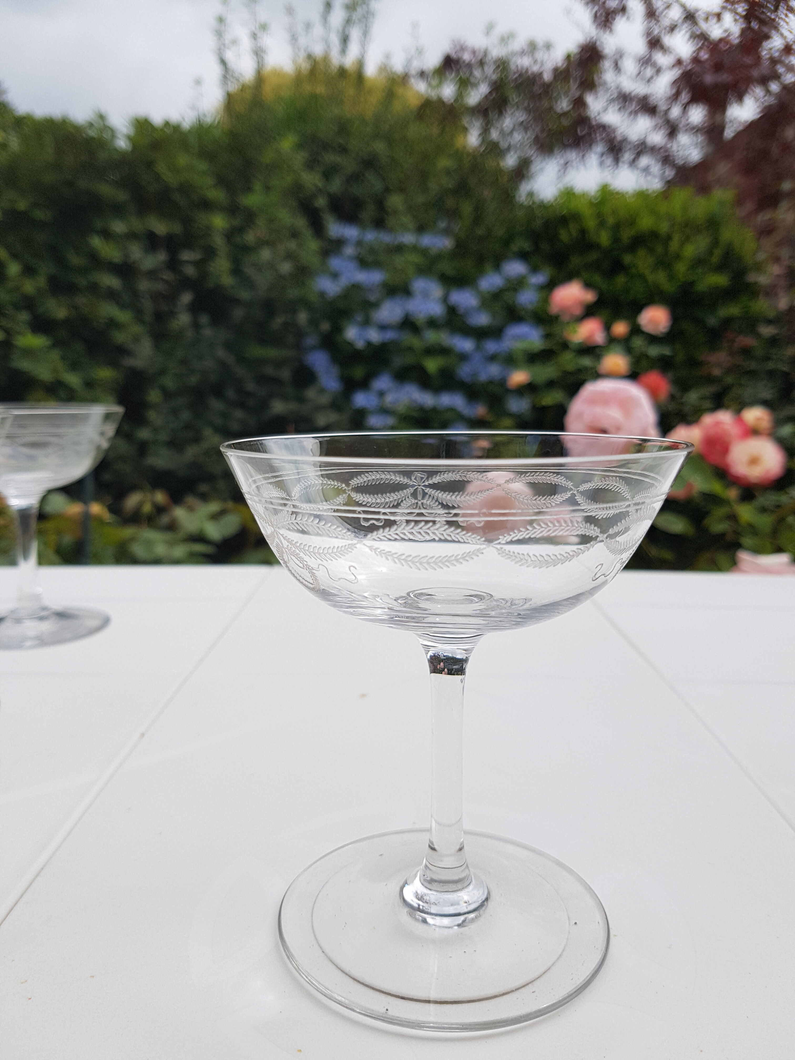 Set of 12 crystal champagne glasses 1930s