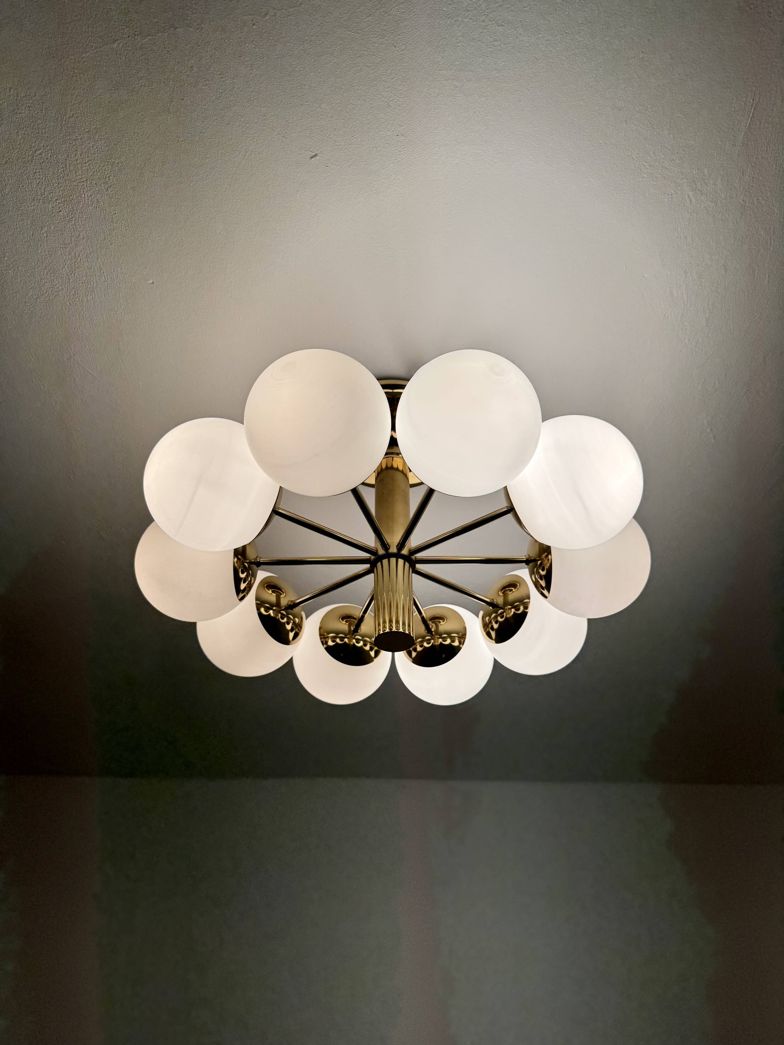 1 of 2 Brass Sputnik Flush Lamps by Kaiser Leuchten