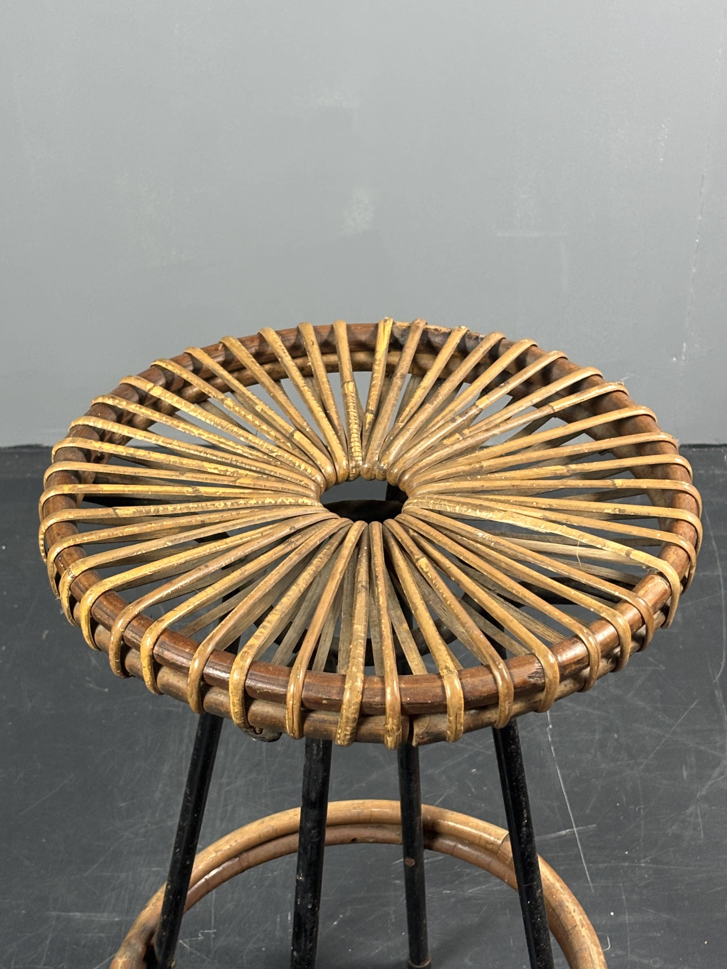 Midcentury Dutch rattan bamboo bar stools by Rohé Noordwolde, 1950s
