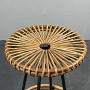 Tabourets de bar en rotin et bambou néerlandais des années 1950 par Rohé Noordwolde.