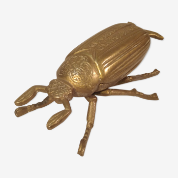 Ancien scarabée en laiton - Cendrier - Boite à allumettes - Années 50