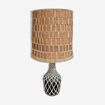 1970 lamp with woven rattan lampshade