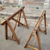 Farm or workshop table on trestles