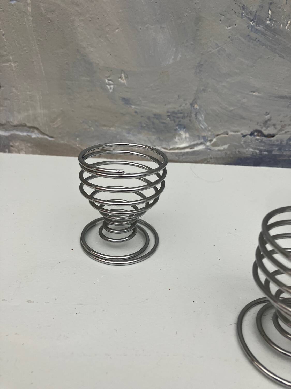 4 vintage stainless steel spiral egg cups from 1970