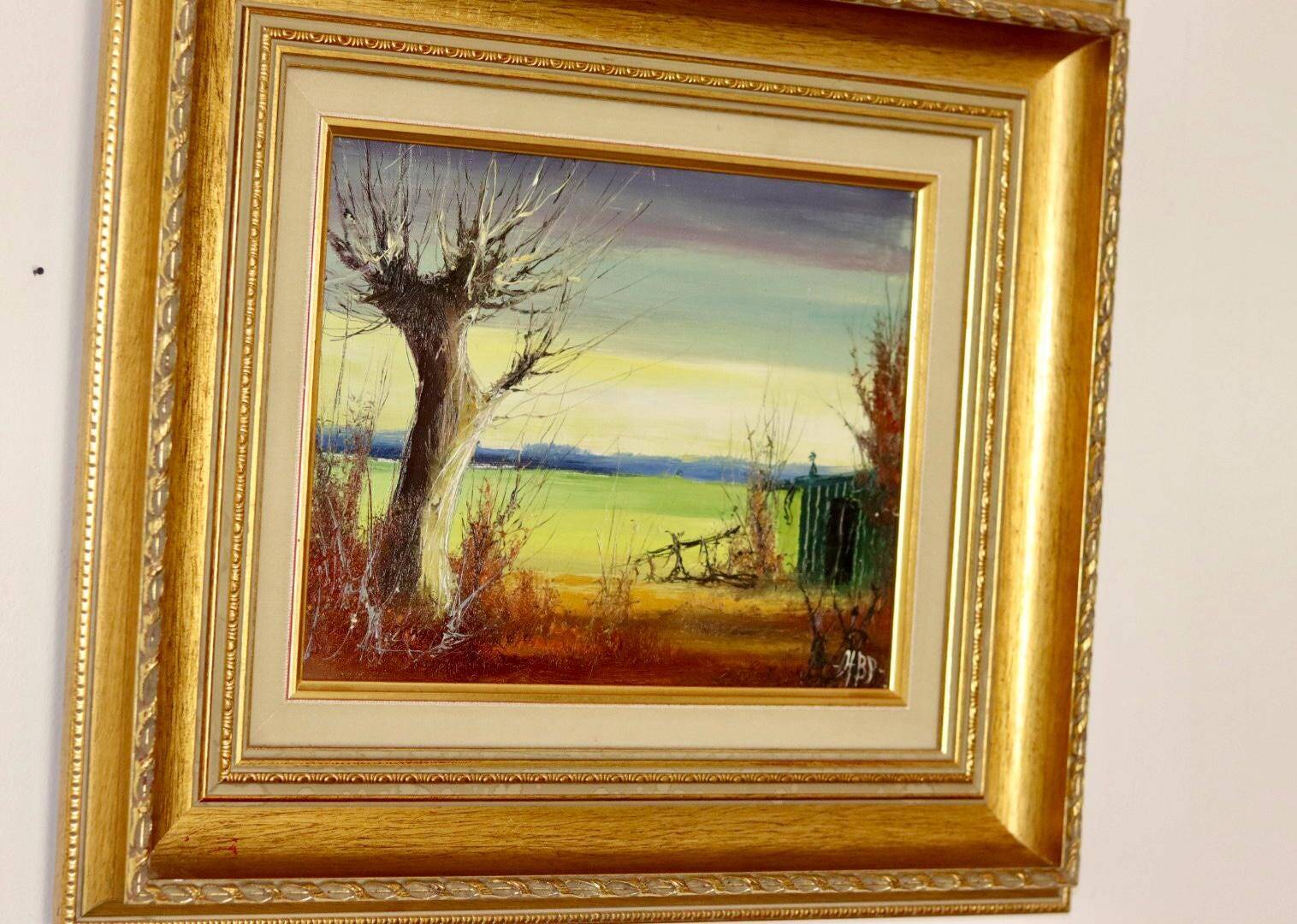 Original Swedish Mid-Century Oil on Panel" Nature" by Harry Petersen - Vintage and Framed
