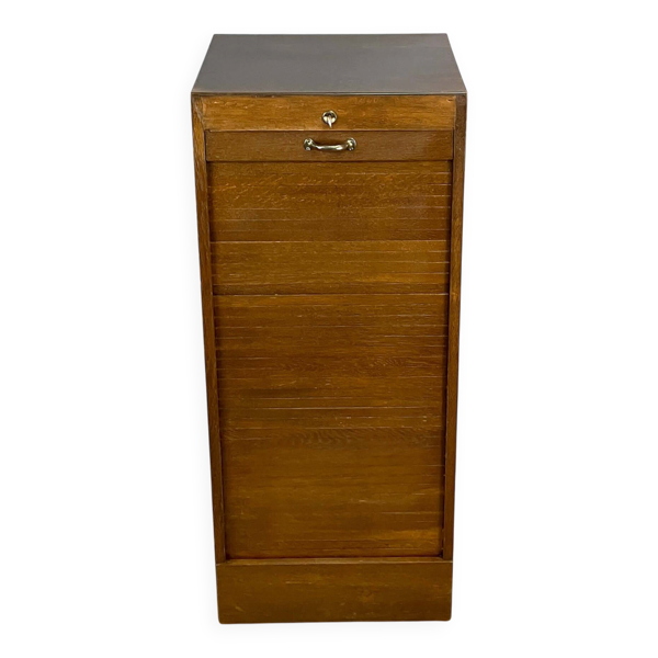 Cabinet à volets roulants, chêne foncé, années 1950