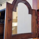 Encoignure armoire d'angle vitré en merisier ancienne 1900s